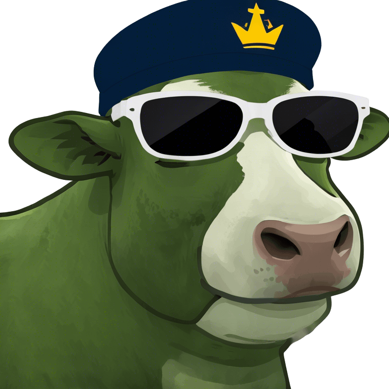 Cow wearing sunglasses and hat emoji