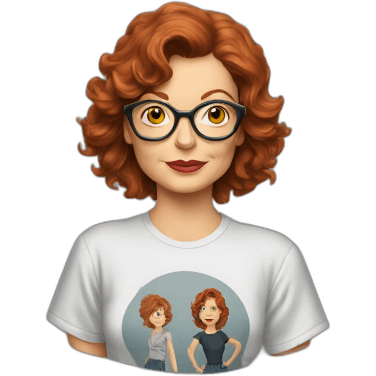 young susan sarandon cartoon wearing tee emoji