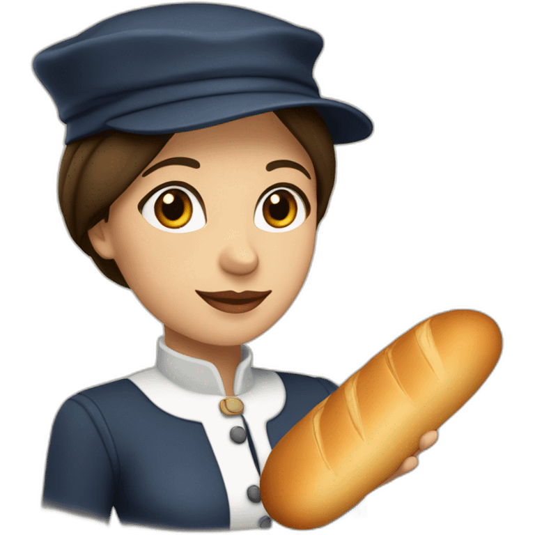 Femme brune française avec un béret et une baguette emoji