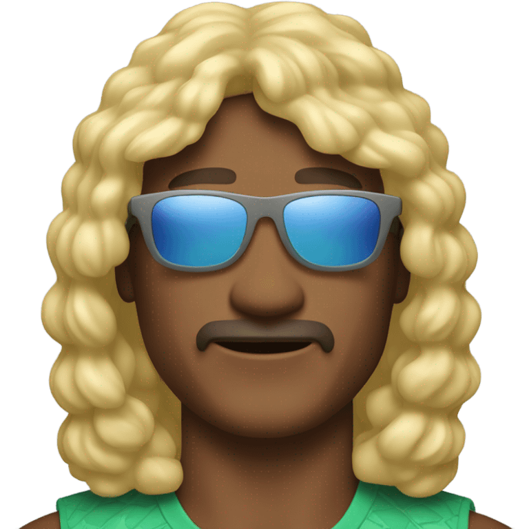 Man with blond mullet wearing pit viper sunglasses emoji