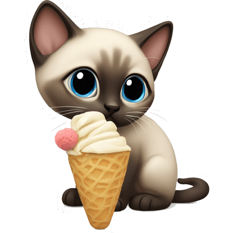 Siamese kitten eating icecream  emoji