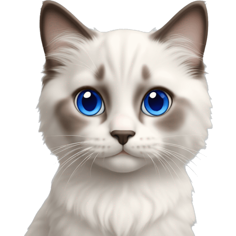 Ragdoll kitten with brown nose and royal blue eyes emoji