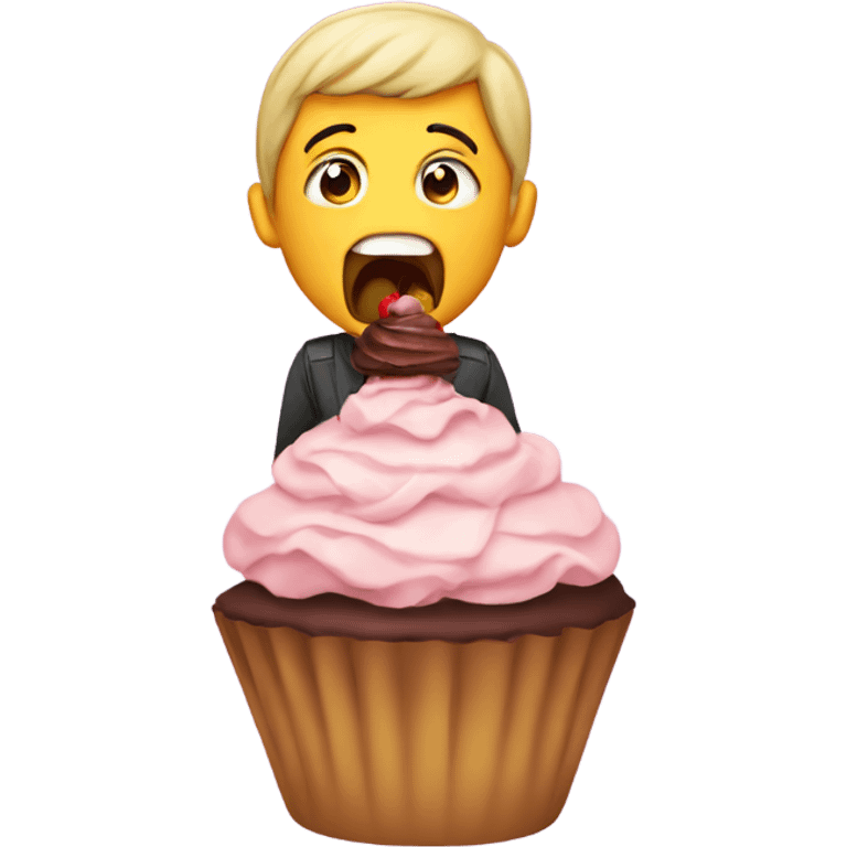 Cake eating a cupcake emoji