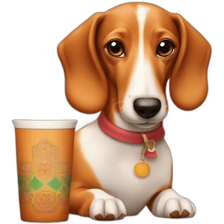 Ginger sausage dog with Moroccan tea emoji