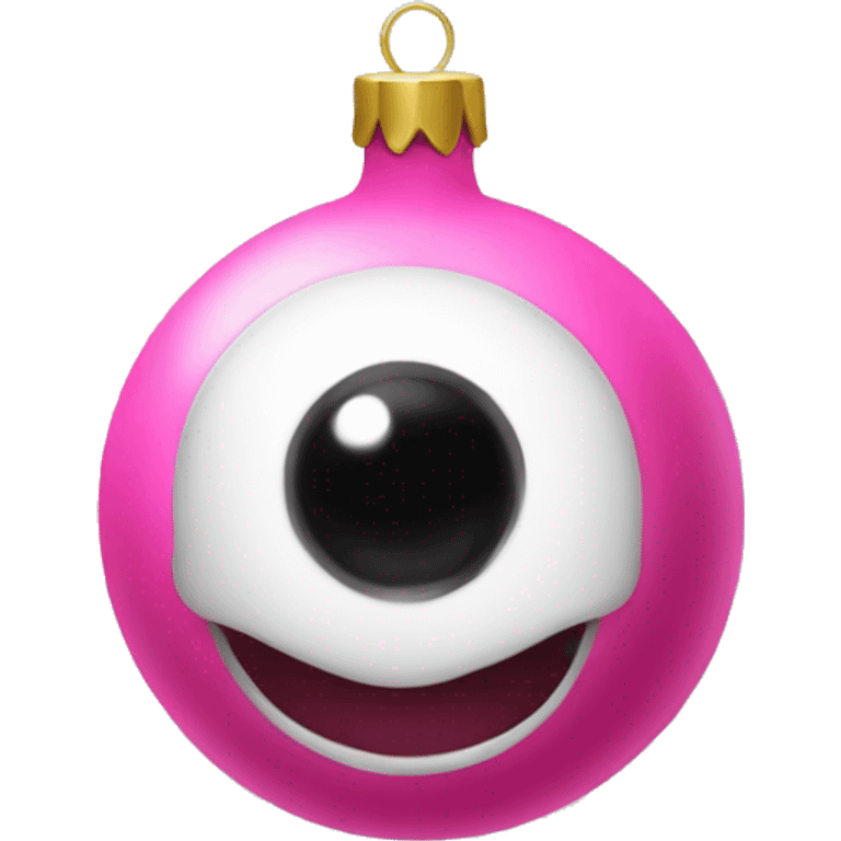 Pink Christmas Ornament. -eyes, face, eyeholes, eye sockets emoji