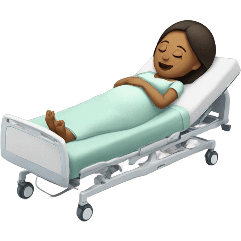 pregnant women in a hospital bed with her eyes closed  emoji