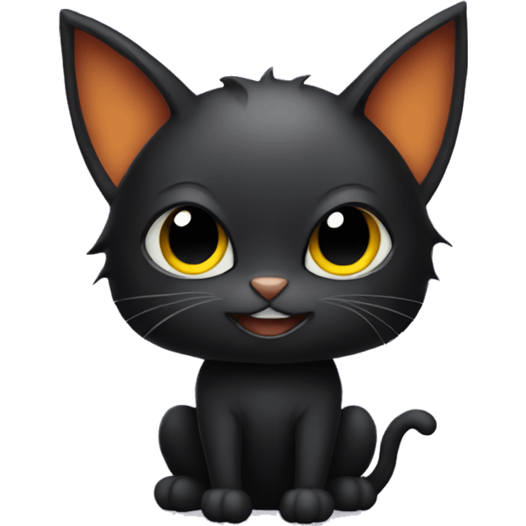 a black cat wearing a halloween costume dressed as a bat emoji