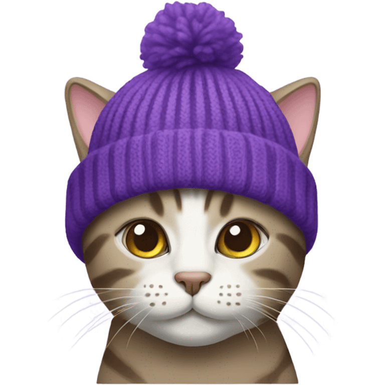 cat wearing a purple beanie emoji