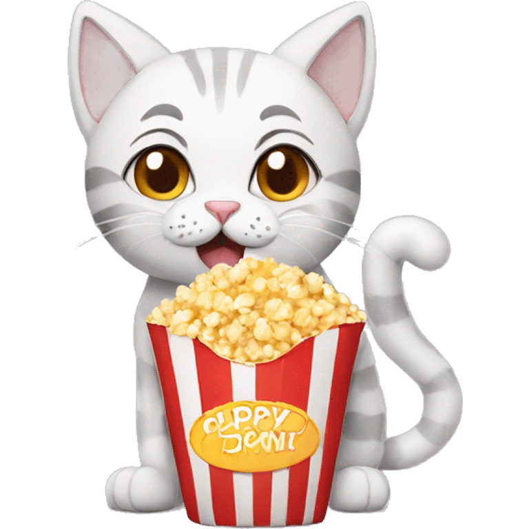 cat with popcorn emoji