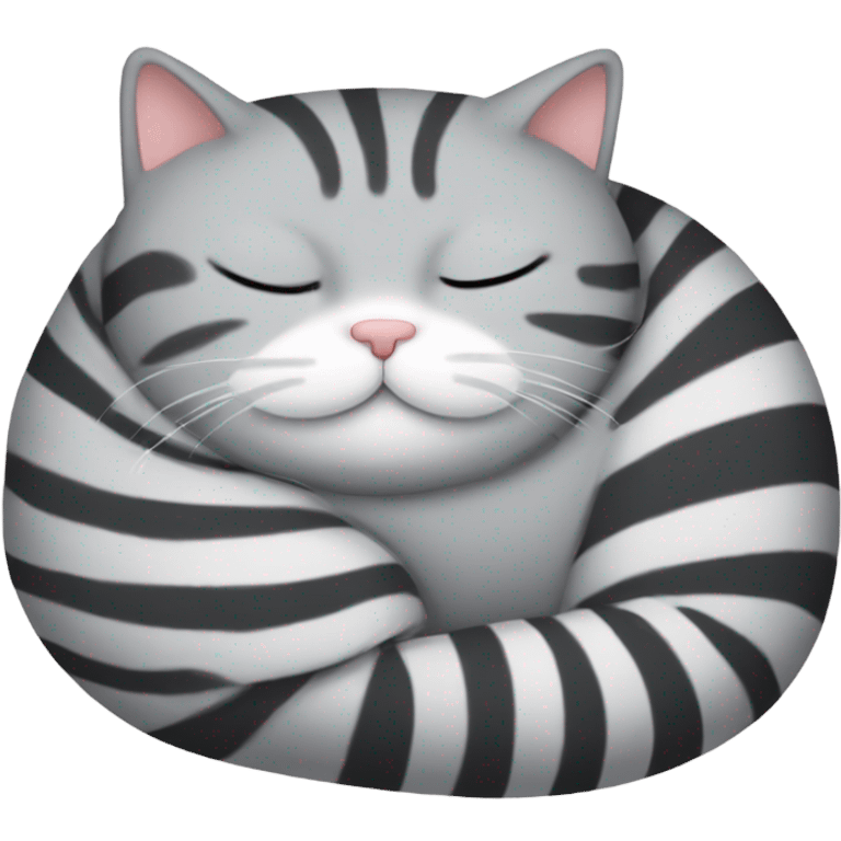 Striped gray fat cat sleeping emoji