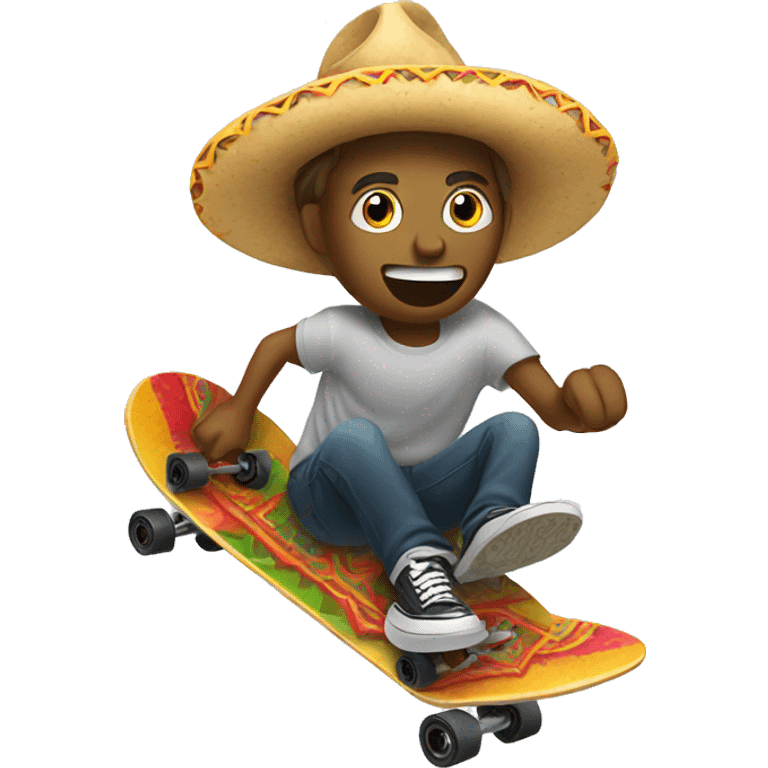 Drunk taco riding a skateboard emoji