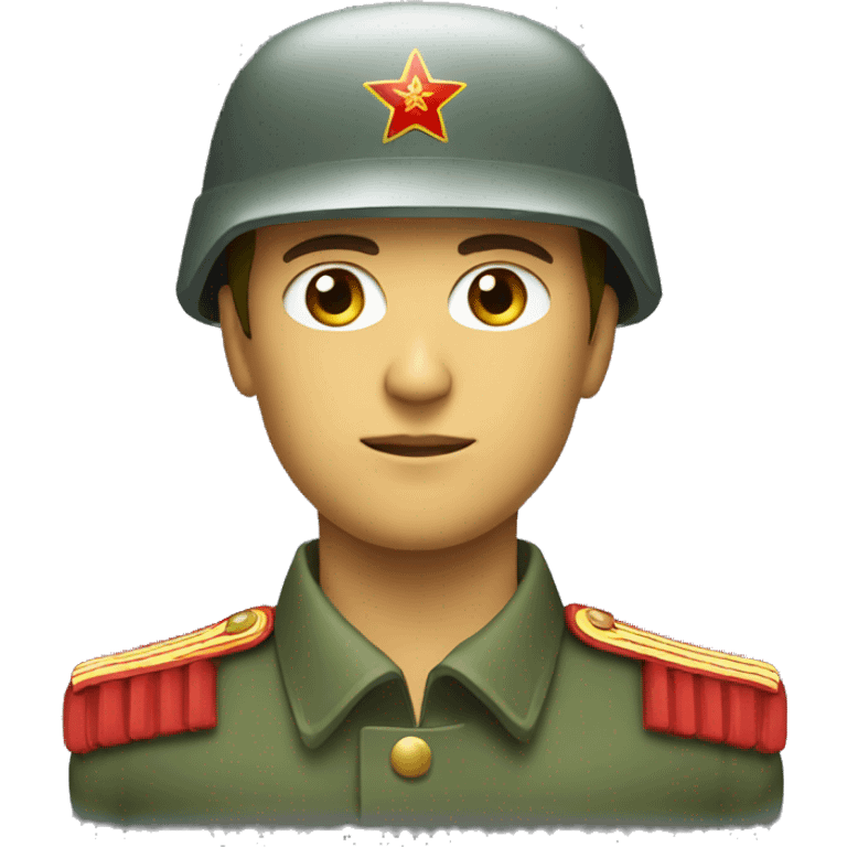 ussr soldier serious with military helmet emoji