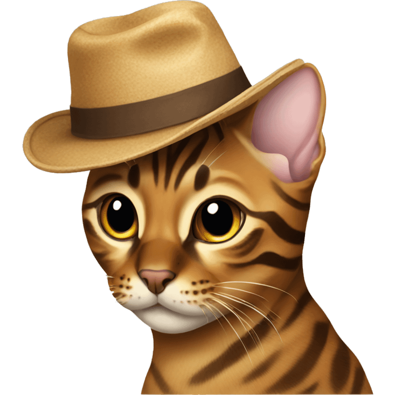 Brown bengal cat wearing a hat emoji