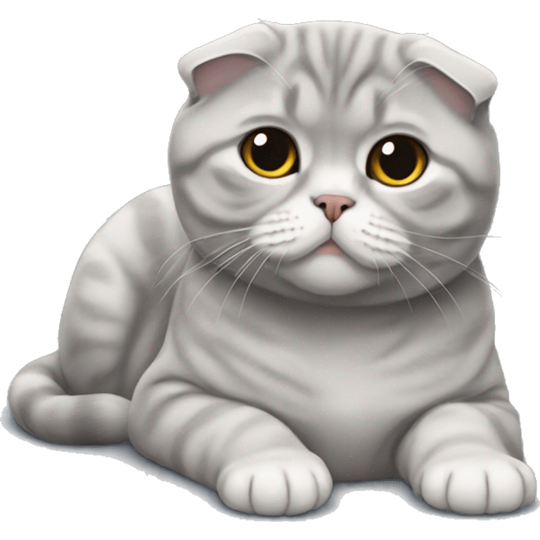 Gray Scottish fold laying  emoji