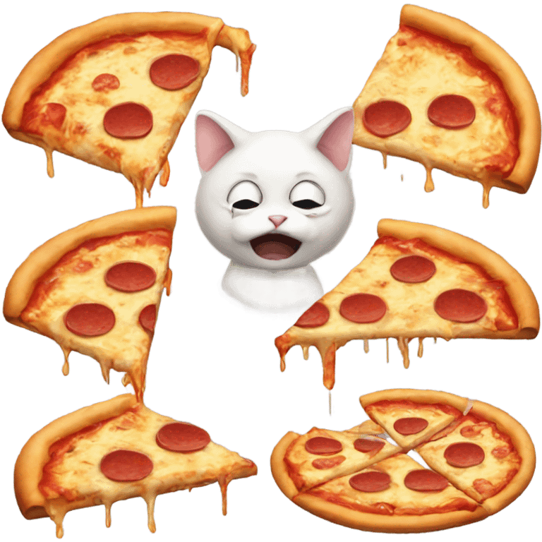 Crying cat eating pizza emoji