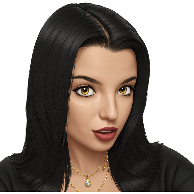 black haired girl with jewelry emoji