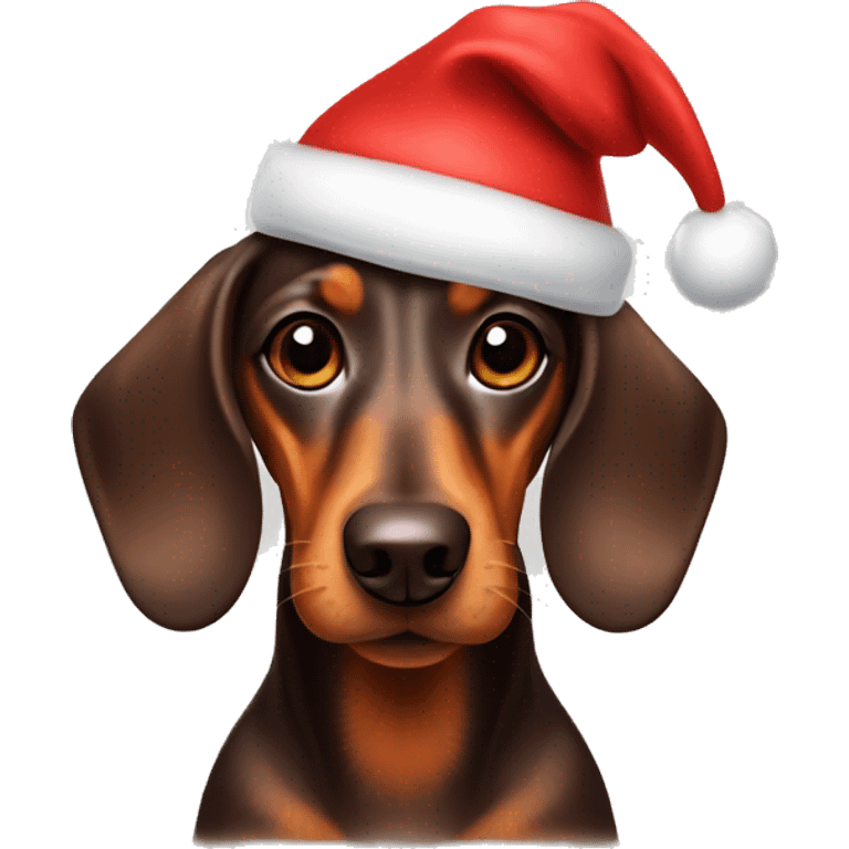 brown daschund with santa hat emoji