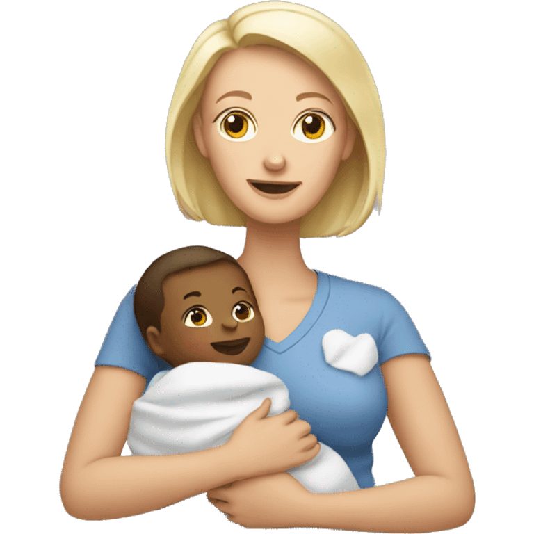 white mom holding baby emoji