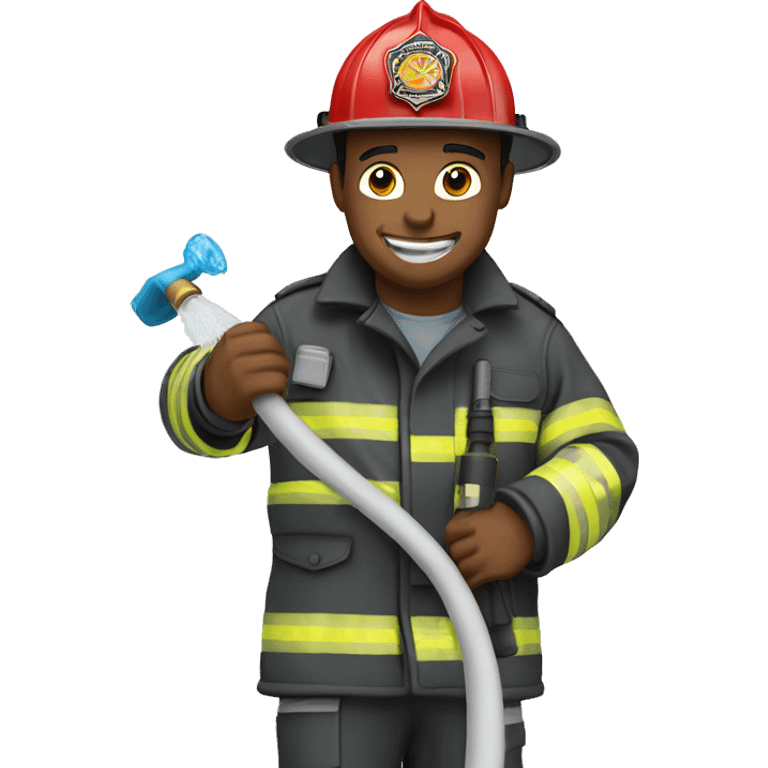 fire fighter holding water hose emoji