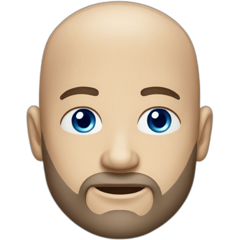 Shaved head man with beard and blue  eyes emoji