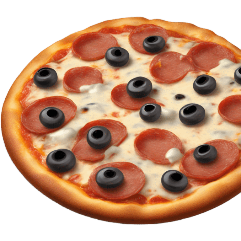 Pepperoni and olive pizza with a side of ranch emoji