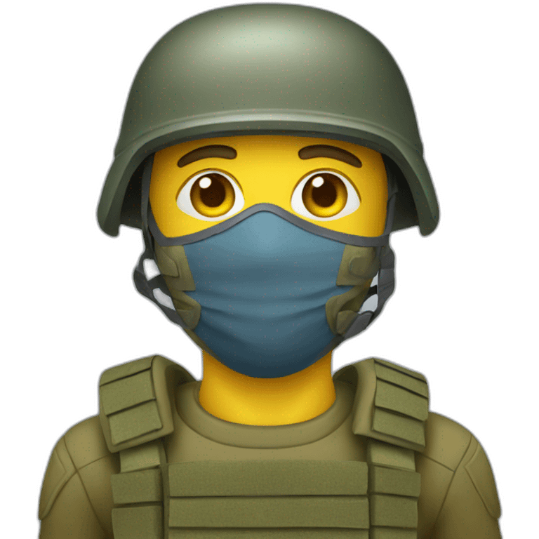 ukrainian soldier face in a mask emoji