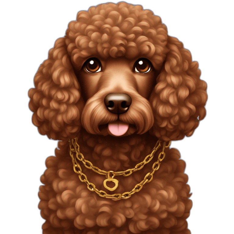 Brown Poodle with good chain emoji