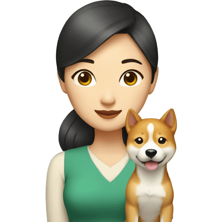 Asian woman with Shiba Inu  emoji