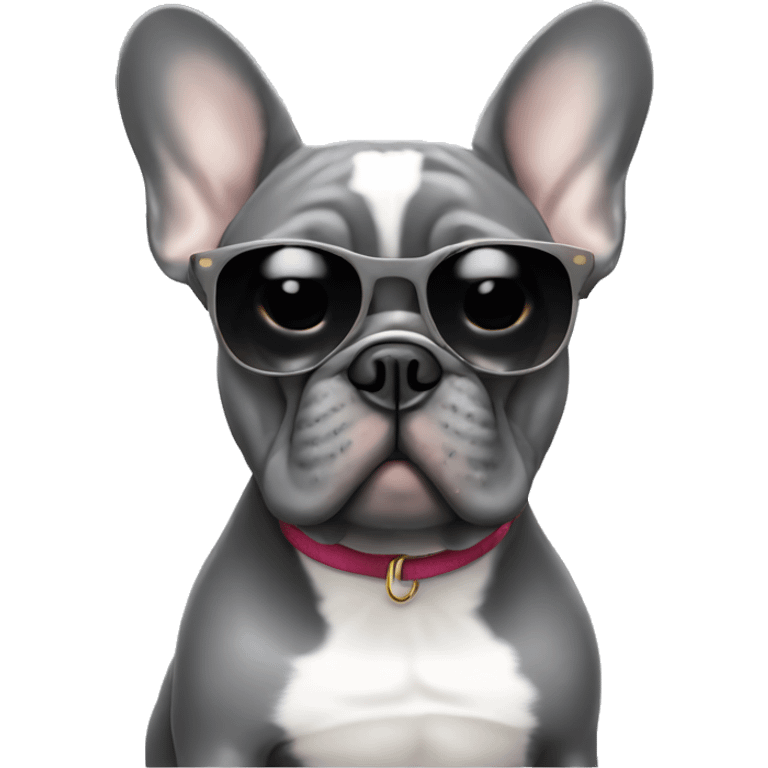 Grey French bulldog in sunglasses  emoji