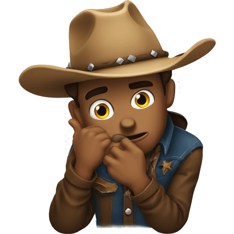 Cowboy biting his nails scared emoji