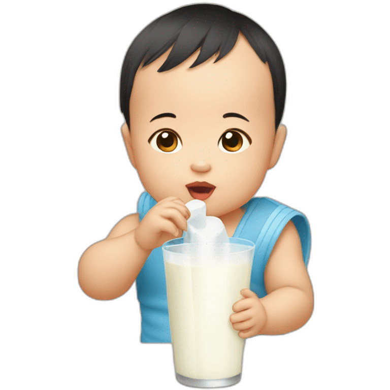 Asian Baby drinking milk emoji