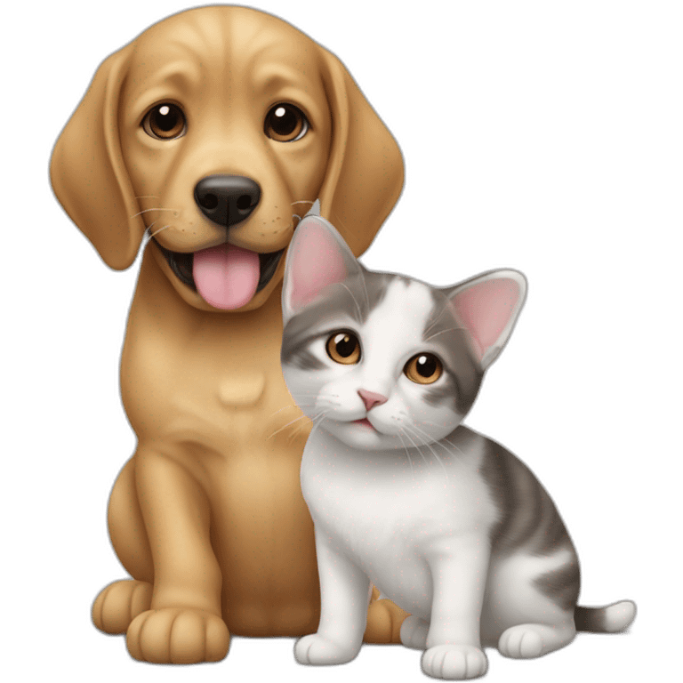 Bébé chat avec chien emoji