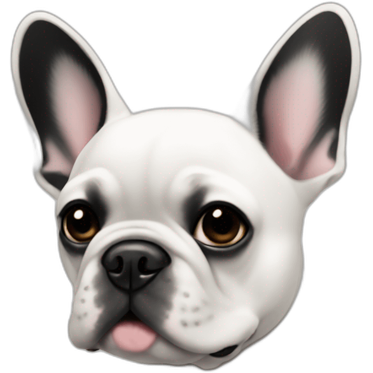 White French bulldog with black on the right and ears, black eyes emoji