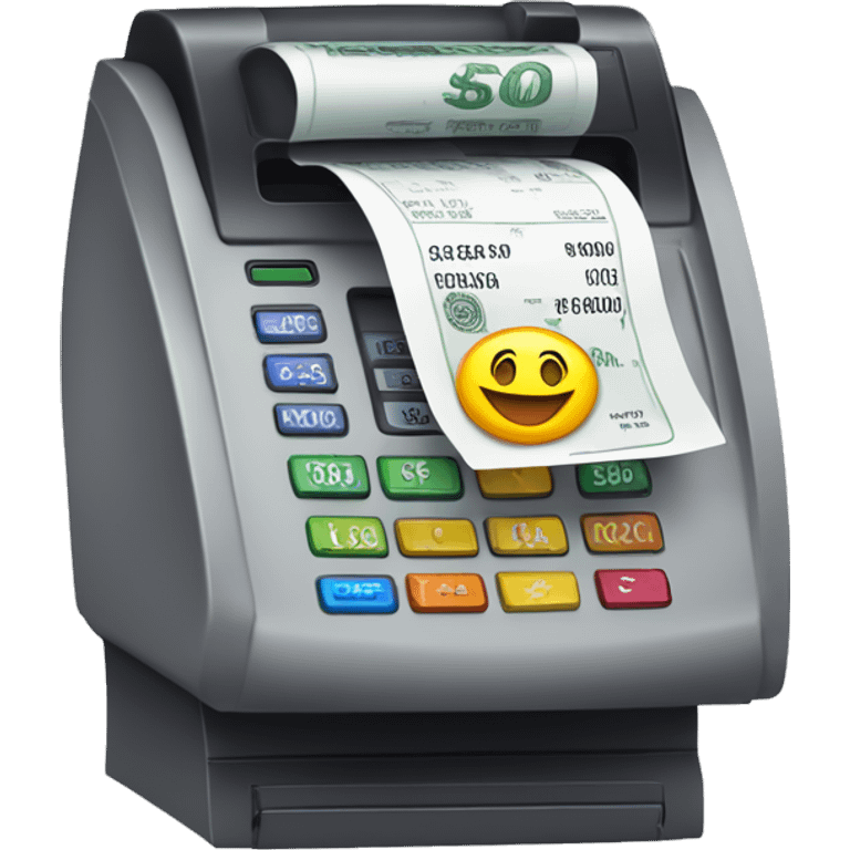 payment terminal PRINTING RECEIPT saying 5000 dolar emoji