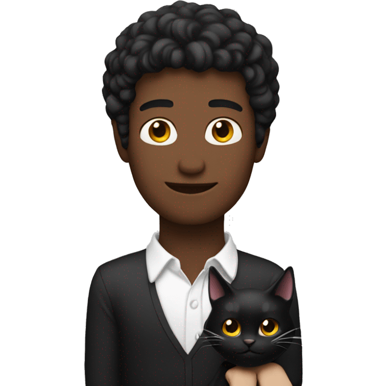 guy with black cat into his sholder emoji