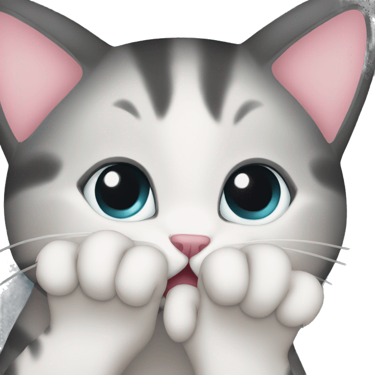 Shy cat covering her mouth with paw  emoji