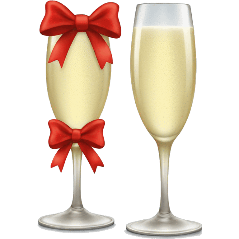 Champagne glass with red bow on the stem  emoji