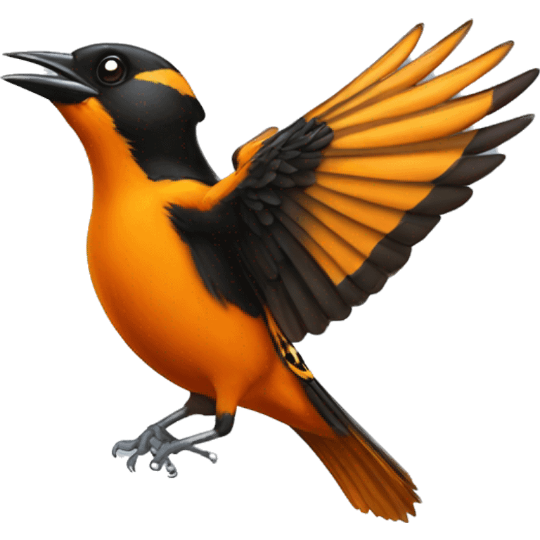 Oriole flying and chirping emoji