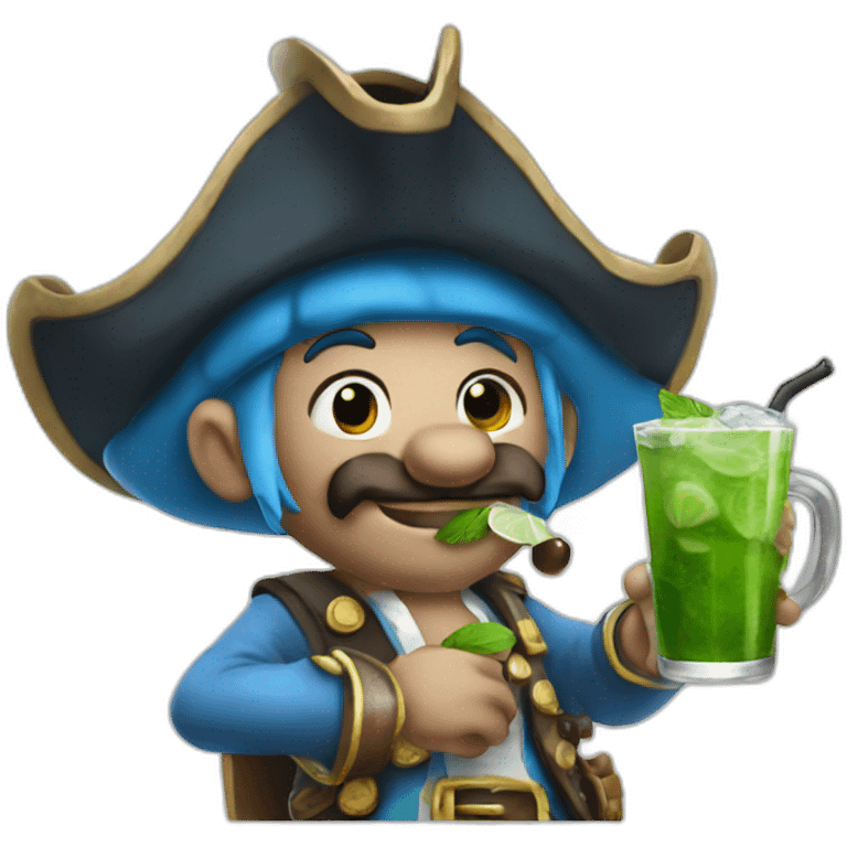 smurf pirate drinking mojito emoji