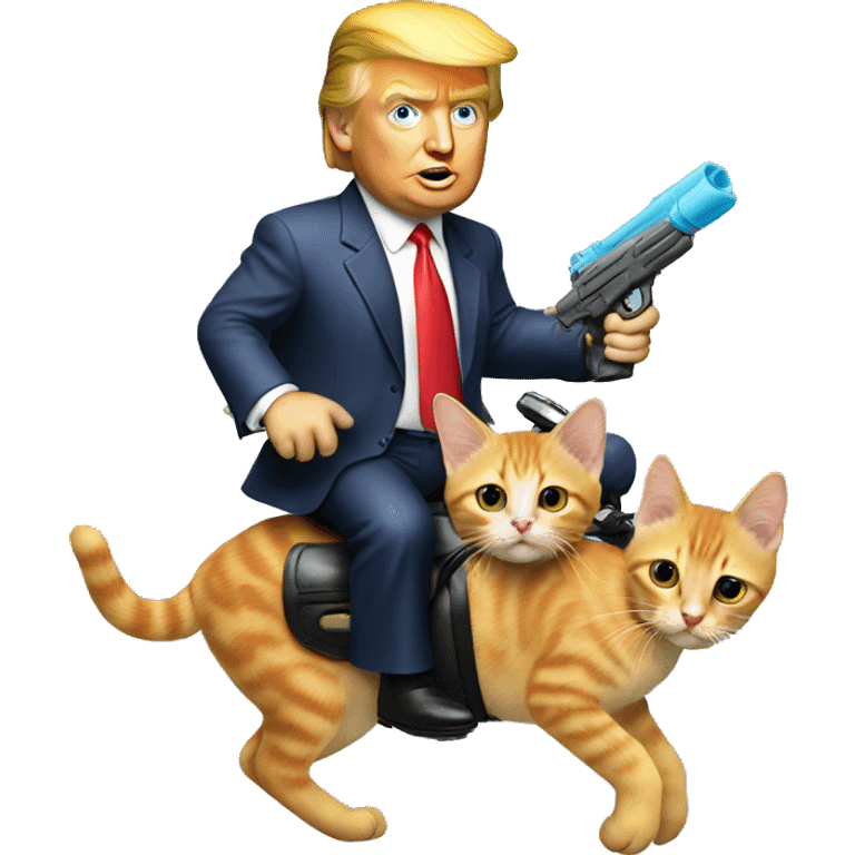 donald trump riding a kitten holding a watergun emoji