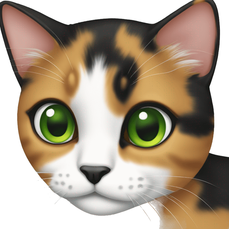 calico cat with green eyes  emoji