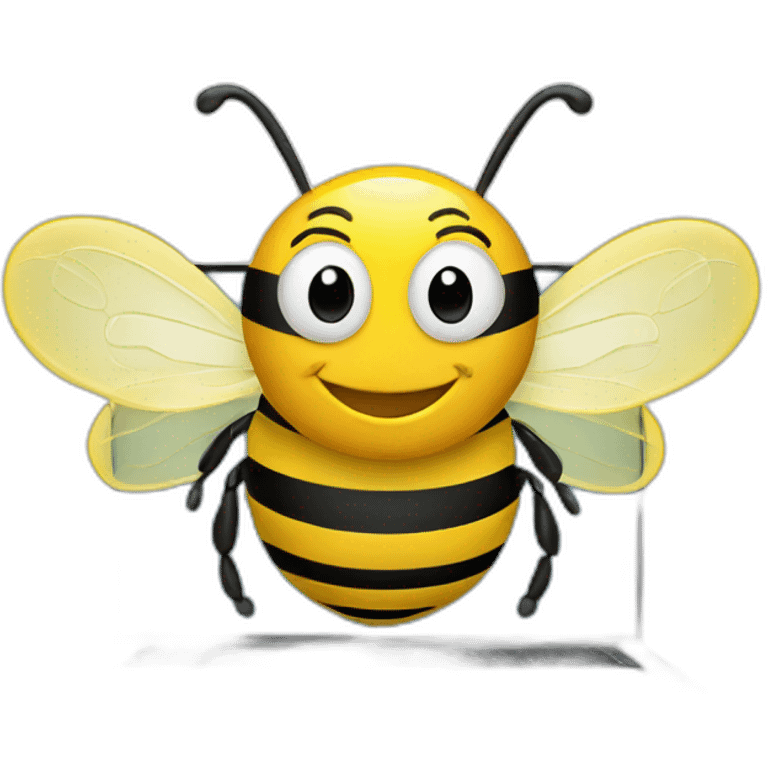 Happy bee at computer emoji