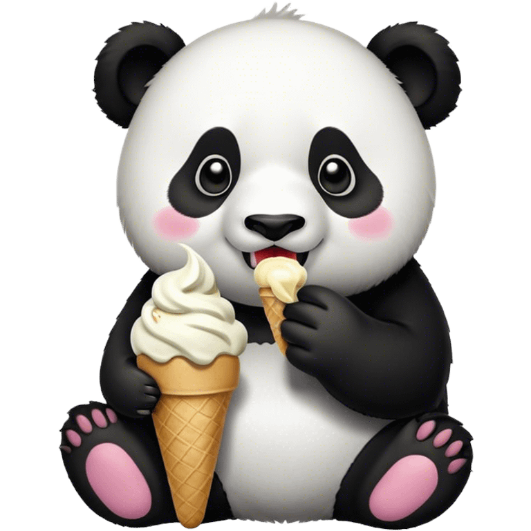 Panda eating ice cream emoji