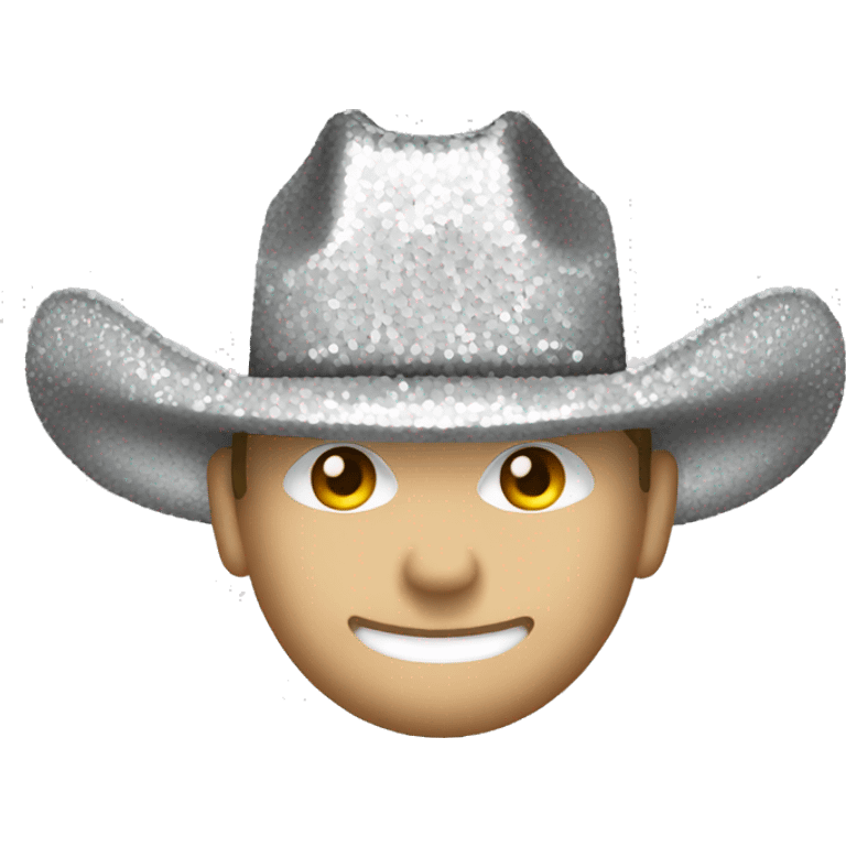 Silver sequin cowboy hat white emoji