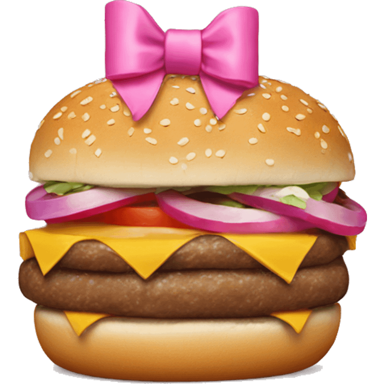 pink bow on a burger  emoji