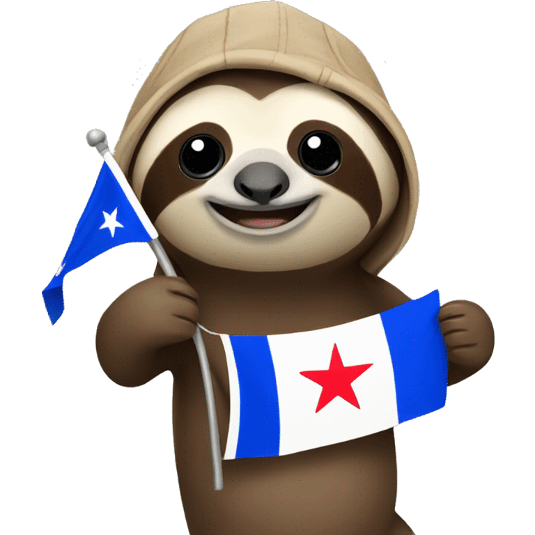 Sloth holding panama flag emoji