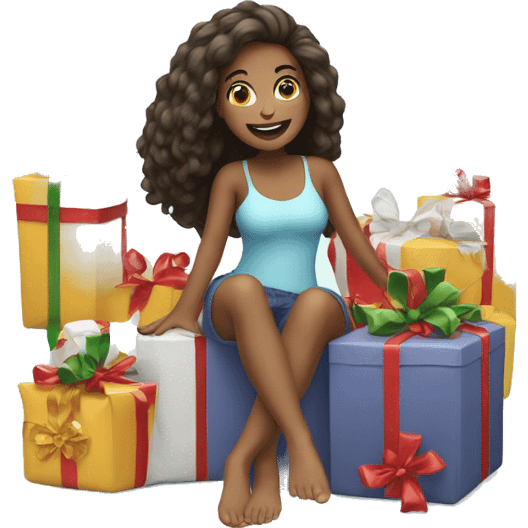 A girl is happy to go holiday emoji