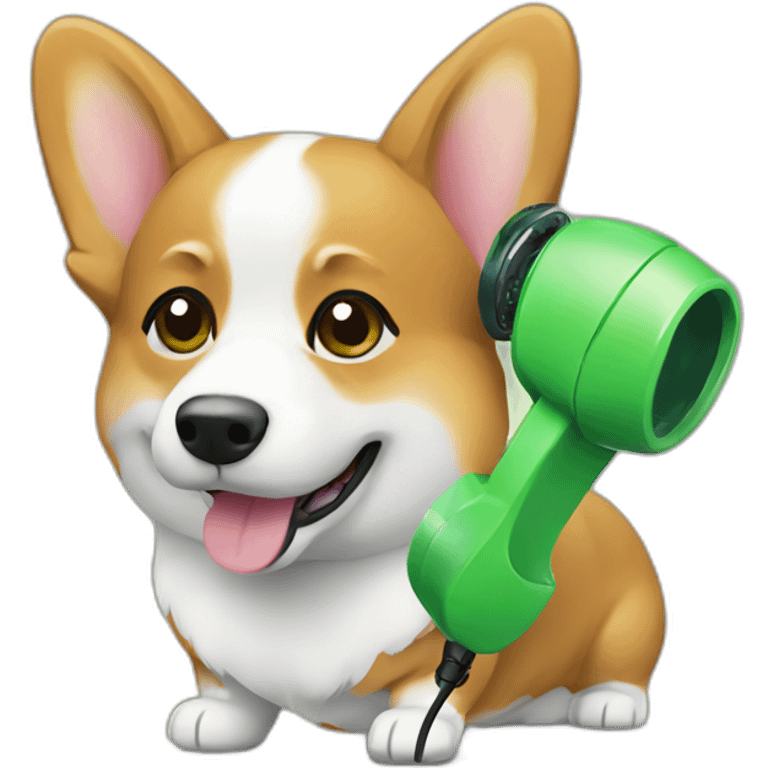 corgi with green phone emoji