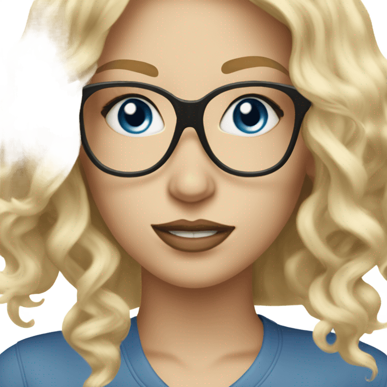 Blonde balayage hair white women blue eyes and small glasses cell phone  emoji