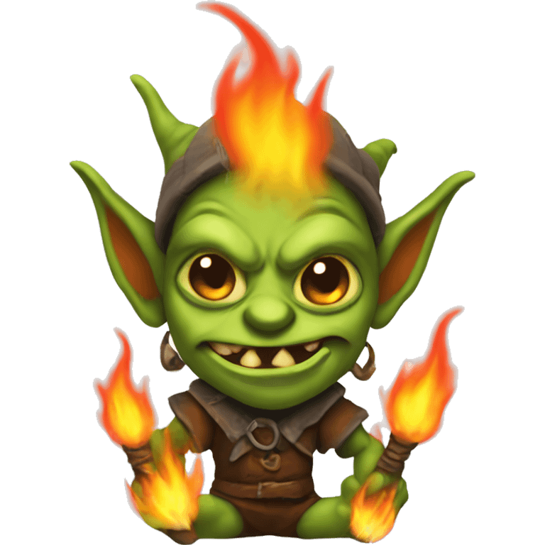 goblin on fire with horns emoji